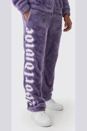 Boohoo Regular Fit Worldwide Large Applique Teddy Borg Joggers - - S