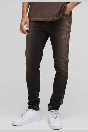 Boohoo Skinny Washed Bandana Embroidered Jeans - - 32R