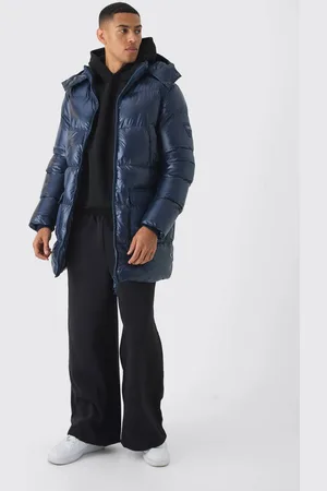 Boohoo High Shine & Nylon Mid Length Puffer - - L