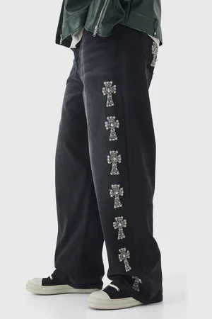 Boohoo Tall Baggy Rigid Embellished Jeans - - 34