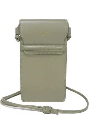 Céline Preloved Leather Phone Clutch Bag Unisex - Khaki - - One Size