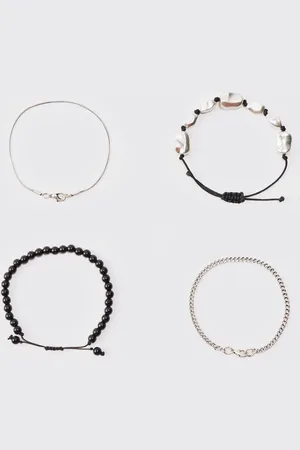 Boohoo 4 Pack Bead And Chain Bracelets - - One Size