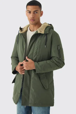 Boohoo Oversized Parka With Borg Lined Hood In Khaki - - XS