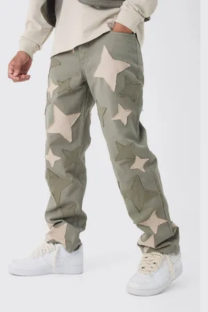 Boohoo Relaxed Fit Star Patchwork Applique Jeans - - 36R