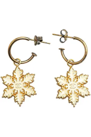 CHANEL Preloved Snowflake Charm Earrings Women - Gold - - One Size