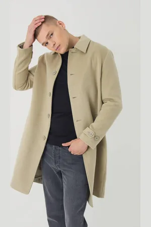 Boohoo Plain Collared Overcoat In Sage - - XS