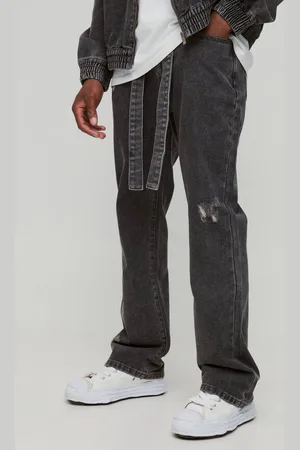 Boohoo Slim Rigid Flared Embossed Belted Jeans - - 30R