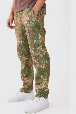 Boohoo Elasticated Waist Straight Leg Camo Tapestry Trouser - - S