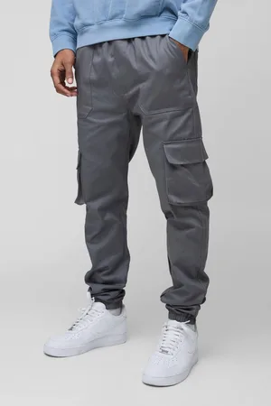 Boohoo Skinny Fit Elasticated Waist Cuffed Cargo Trousers - - 28