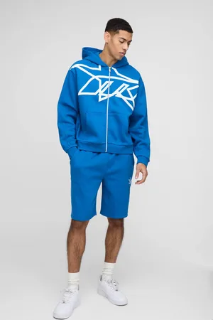 Boohoo Oversized Boxy Star Printed Zip Through Short Tracksuit - - M