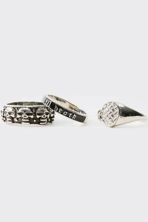 Boohoo Skull Ring 3 Pack - - M/L