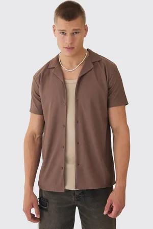 Boohoo Short Sleeve Revere Rib Jersey Shirt - - S