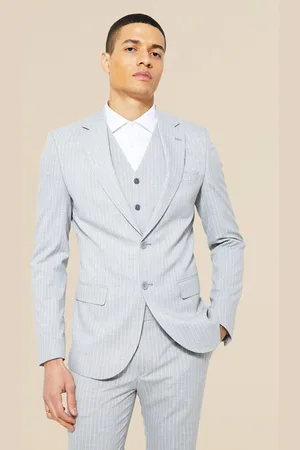 Boohoo Skinny Single Breasted Pinstripe Suit Jacket - - 40