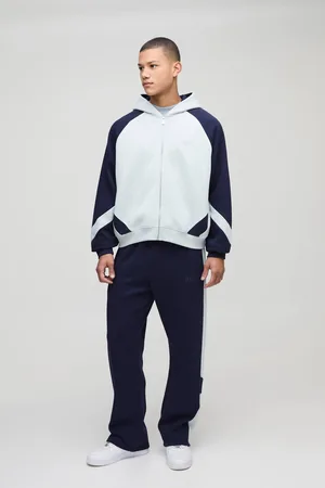 Boohoo Oversized Boxy Man Colour Block Zip Hooded Tracksuit - - M