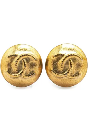 CHANEL Preloved CC Logo Earrings Gold Women - - One Size