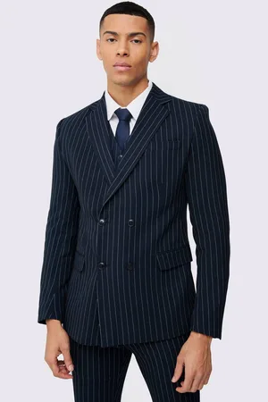 Boohoo Skinny Fit Pinstripe Double Breasted Blazer - - 38