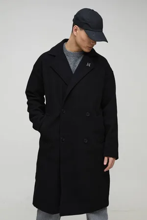 Boohoo Oversized Drop Shoulder Double Breasted Overcoat In - XS
