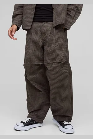 Boohoo Baggy Fit Ripstop Check Gathered Knee Trouser - - L