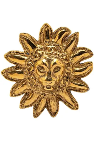 CHANEL Preloved Lion Head Brooch Gold Women Brooches - - One Size