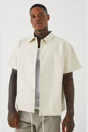 Boohoo Short Sleeve Pu Boxy Dropped Shoulder Shirt - - XL
