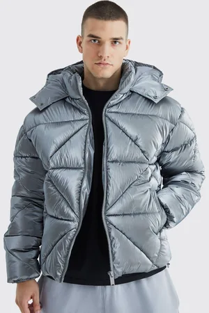 Boohoo Tall Metallic Boxy Quilted Puffer - - M