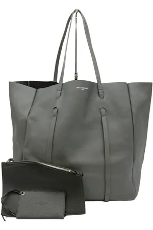 Balenciaga Preloved Everyday Tote XS Grey Leather Bag Women - Khaki Tote Bags - - One Size