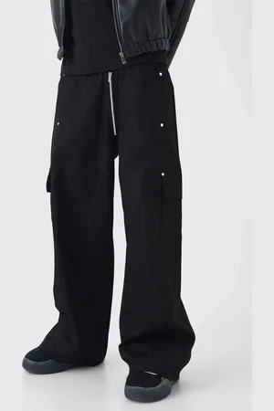 Boohoo Elasticated Waist Baggy Fit Heavy Twill Extended Drawcord Cargo Trousers - - M