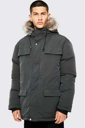 Boohoo Faux Fur Hooded Arctic Parka - - XS
