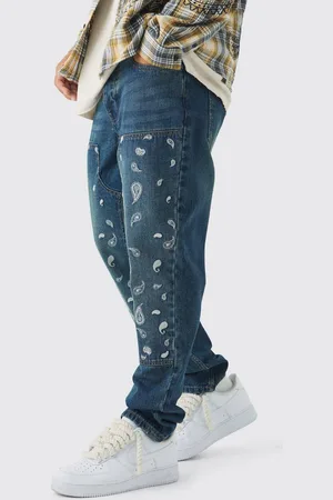 Boohoo Straight Leg Antique Carpenter Paisley Embroidered Jeans - - 32R