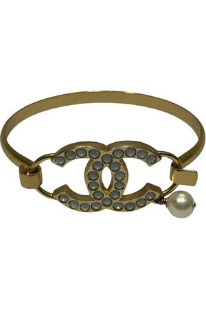 CHANEL Preloved -inspired Pearl Bangle Women - Gold Bracelets - - One Size