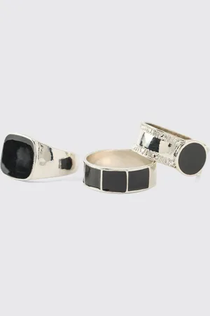 Boohoo Silver Signet Rings 3 Pack - - S/M