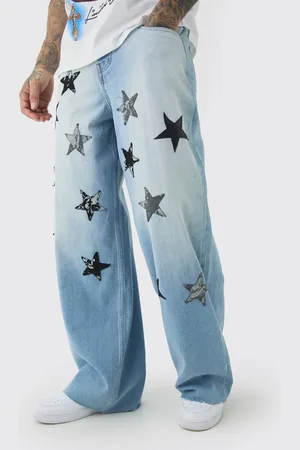 Boohoo Tall Star Applique Baggy Fit Jeans - - 38
