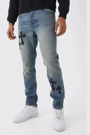 Boohoo Slim Rigid Cross Embroidered Jeans - - 34R