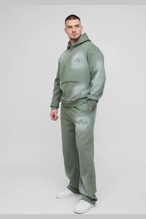 Boohoo Tall Oversized Boxy Distressed Official Applique Spray Wash Hooded Tracksuit - - M