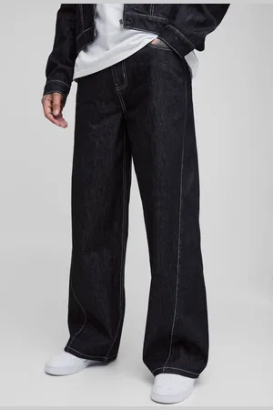 Boohoo Tall Baggy Contrast Stitch Denim Jeans - - 34