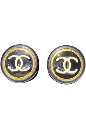 CHANEL Preloved CC Logo Earrings White Enamel Women - One Size