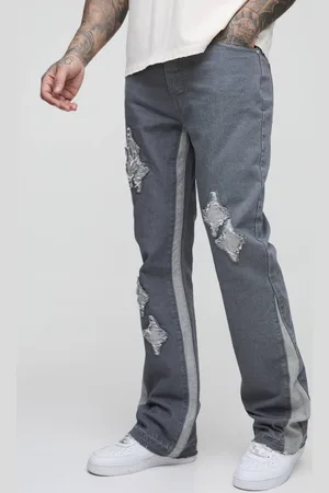 Boohoo Tall Slim Flare Applique Gusset Panel Jeans - - 40