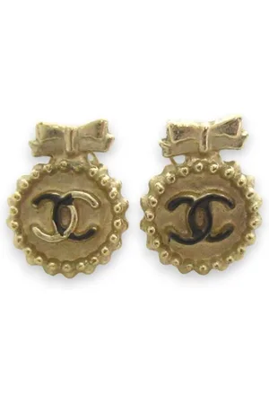 CHANEL Preloved Bow CC Logo Earrings Gold Women - - One Size