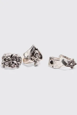 Boohoo 4 Pack Casino Style Rings in Silver - - S/M