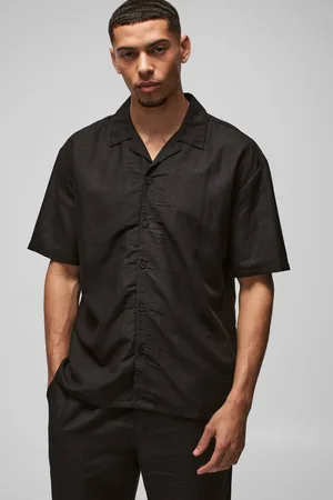 Boohoo Oversized Revere Linen Short Sleeve Shirt - - XS