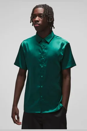Boohoo Short Sleeve Satin Regular Shirt - - XL