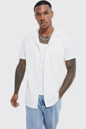 Boohoo Short Sleeve Revere Rib Jersey Shirt - - S