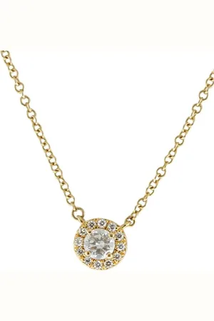 Tiffany & Co. Preloved Diamond Halo Pendant 18K Yellow Gold Women Necklaces - - One Size