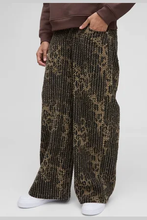 Boohoo Baggy Relaxed Fit Textured Leopard Trousers - - 34R