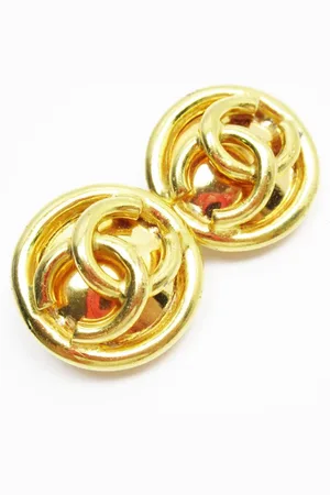 CHANEL Preloved CC Logo Earrings Goldtone Women - - One Size