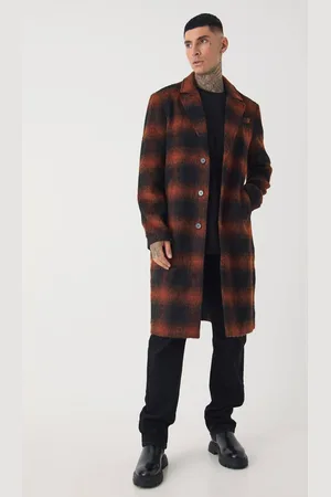 Boohoo Tall Oversized Brushed Check Overcoat In - XXL