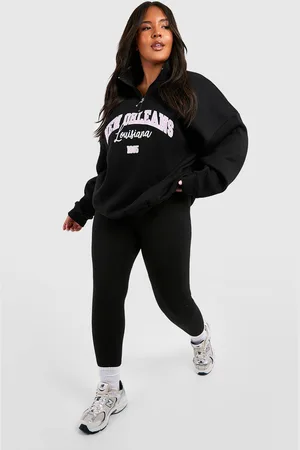 Boohoo Womens Plus Oversized Varisty Half Zip Sweatshirt And Legging - - 16