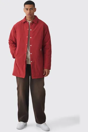 Boohoo Man Tab Crinkle Longline Mac In Rust - - XL