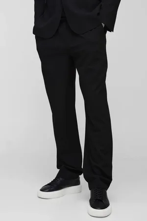 Boohoo Elastic Waist Textured Straight Trouser - - XS