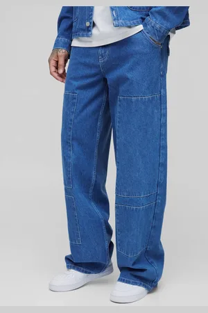 Boohoo Tall Baggy Carpenter Pocket Denim Jeans - - 34